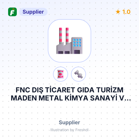 FNC DIŞ TİCARET GIDA TURİZM MADEN METAL KİMYA SANAYİ VE TİCARET LİMİTED ŞİRKETİ – summary card, no photo uploaded yet