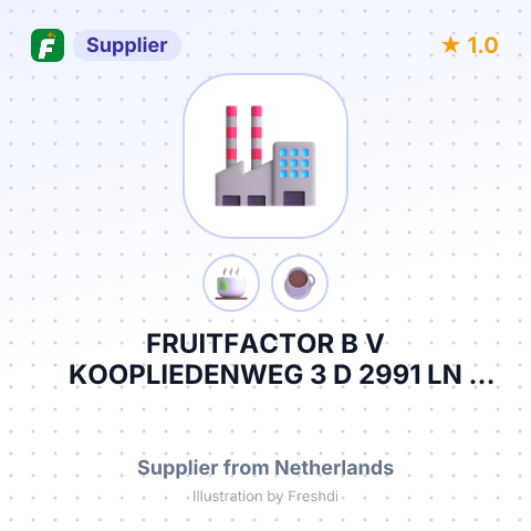 FRUITFACTOR B V KOOPLIEDENWEG 3 D 2991 LN BARENDRECHT NEDERLAND – summary card, no photo uploaded yet
