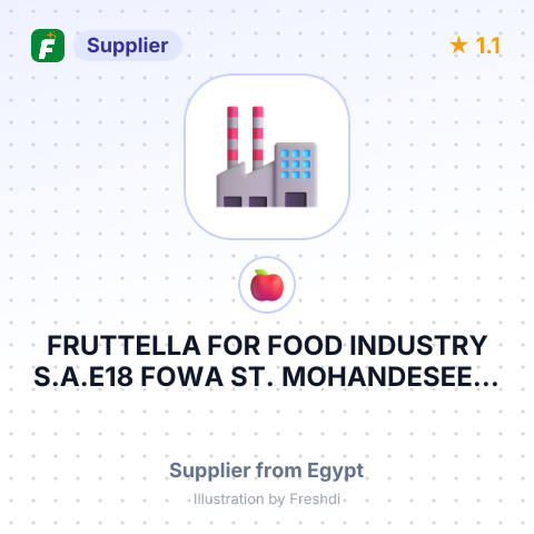 FRUTTELLA FOR FOOD INDUSTRY S.A.E18 FOWA ST. MOHANDESEEN, CAIRO, EGYPT – summary card, no photo uploaded yet