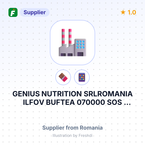 GENIUS NUTRITION SRLROMANIA ILFOV BUFTEA 070000 SOS TAMASI 20 HALA 6A – summary card, no photo uploaded yet