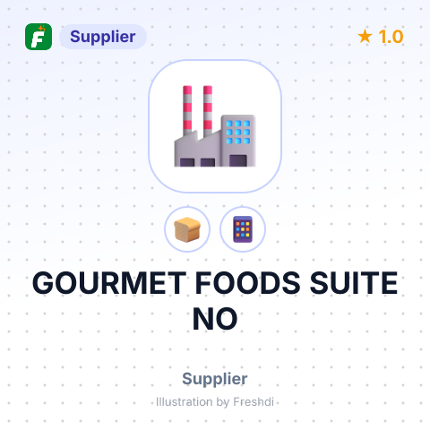GOURMET FOODS SUITE NO – summary card, no photo uploaded yet