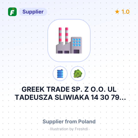 GREEK TRADE SP. Z O.O. UL TADEUSZA SLIWIAKA 14 30 797 KRAKOW POLAND – summary card, no photo uploaded yet