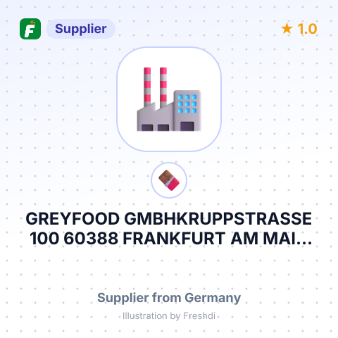 GREYFOOD GMBHKRUPPSTRASSE 100 60388 FRANKFURT AM MAIN GERMANY – summary card, no photo uploaded yet