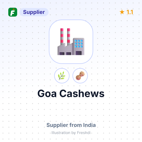 Goa Cashews  – summary card, no photo uploaded yet