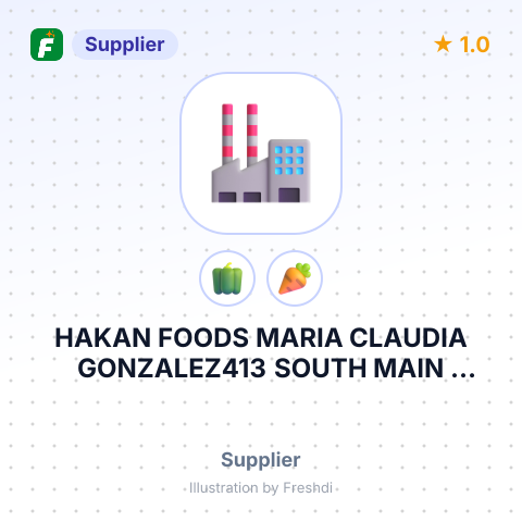 HAKAN FOODS MARIA CLAUDIA GONZALEZ413 SOUTH MAIN STREETBROADWAY, VA – summary card, no photo uploaded yet