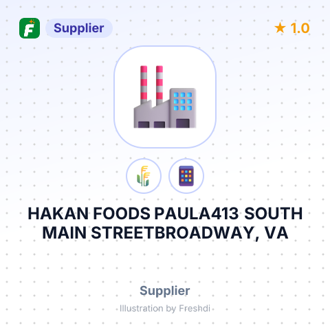 HAKAN FOODS PAULA413 SOUTH MAIN STREETBROADWAY, VA – summary card, no photo uploaded yet