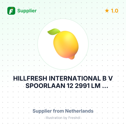 HILLFRESH INTERNATIONAL B V SPOORLAAN 12 2991 LM BARENDRECHT NETHERLAHDS – summary card, no photo uploaded yet