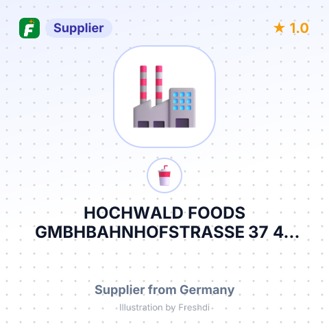 HOCHWALD FOODS GMBHBAHNHOFSTRASSE 37 43 54424 THALFANG GERMANY – summary card, no photo uploaded yet