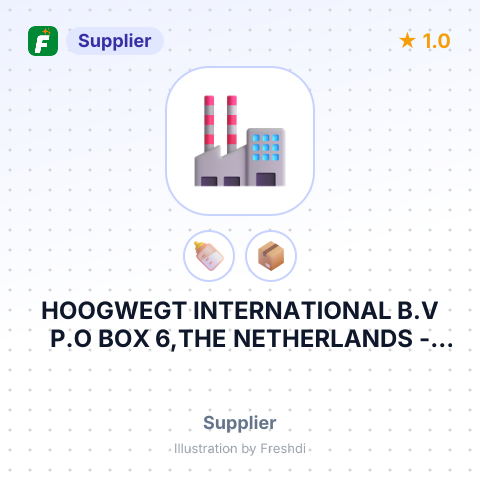 HOOGWEGT INTERNATIONAL B.V P.O BOX 6,THE NETHERLANDS – summary card, no photo uploaded yet