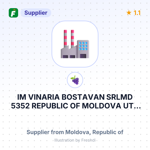 IM VINARIA BOSTAVAN SRLMD 5352 REPUBLIC OF MOLDOVA UTA GAGAUZIA VULCANESTI DIST ETULIA V – summary card, no photo uploaded yet