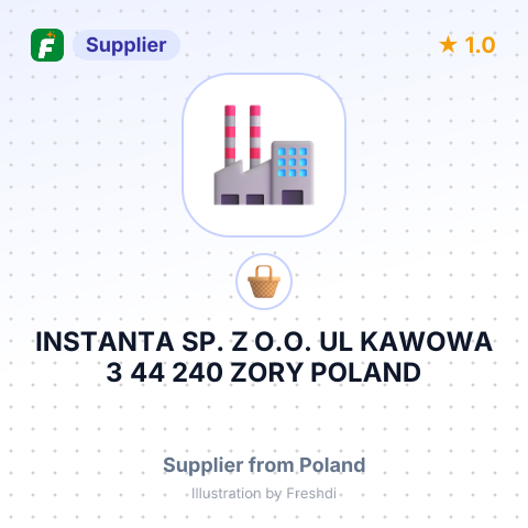 INSTANTA SP. Z O.O. UL KAWOWA 3 44 240 ZORY POLAND – summary card, no photo uploaded yet