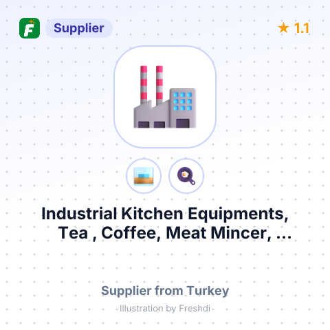 Industrial Kitchen Equipments, Tea , Coffee, Meat Mincer, Vegetable Slicing, Patato Peeling Machines – summary card, no photo uploaded yet