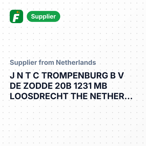 J N T C TROMPENBURG B V DE ZODDE 20B 1231 MB LOOSDRECHT THE NETHERLANDS – summary card, no photo uploaded yet