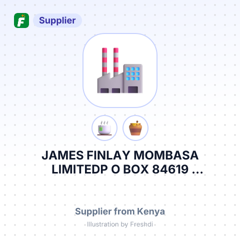 JAMES FINLAY MOMBASA LIMITEDP O BOX 84619 MASHUNDU STREET MOMBASA KENYA – summary card, no photo uploaded yet