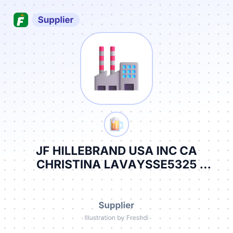 JF HILLEBRAND USA INC CA CHRISTINA LAVAYSSE5325 INDUSTRIAL WAYBENICIA, CA – summary card, no photo uploaded yet