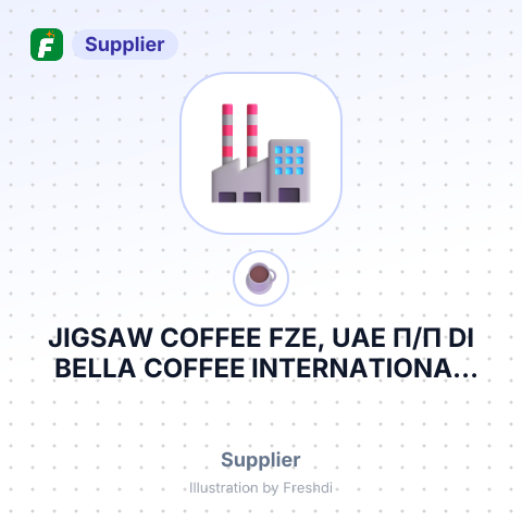 JIGSAW COFFEE FZE, UAE П/П DI BELLA COFFEE INTERNATIONAL NETWORK SUPPLY PTY LTD – summary card, no photo uploaded yet