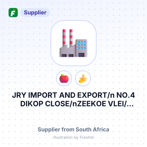 JRY IMPORT AND EXPORT/n NO.4 DIKOP CLOSE/nZEEKOE VLEI/nCAPE TOWN/nSOUTH AFRICA – summary card, no photo uploaded yet