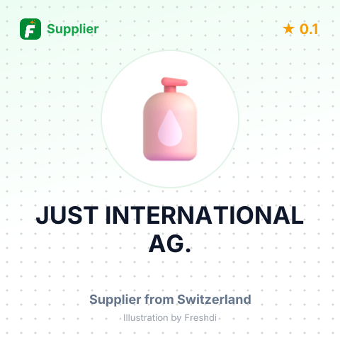 JUST INTERNATIONAL AG. – summary card, no photo uploaded yet