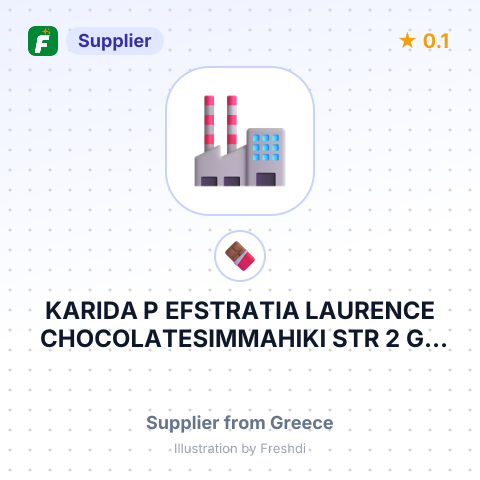 KARIDA P EFSTRATIA LAURENCE CHOCOLATESIMMAHIKI STR 2 GR 56429 THESSALONIKI ГРЕЦІЯ – summary card, no photo uploaded yet
