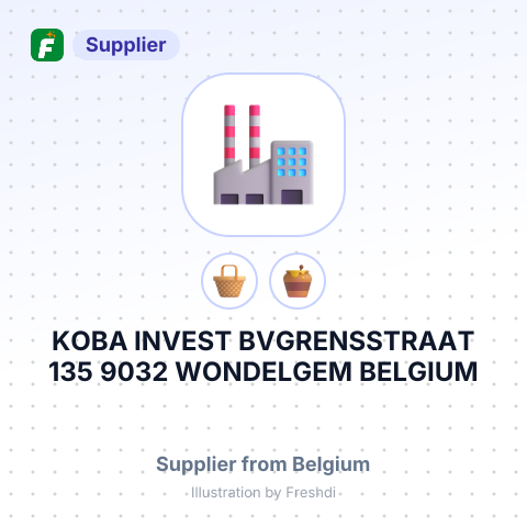 KOBA INVEST BVGRENSSTRAAT 135 9032 WONDELGEM BELGIUM – summary card, no photo uploaded yet