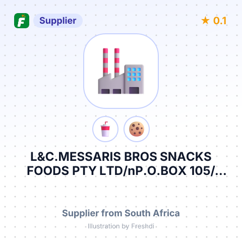 L&C.MESSARIS BROS SNACKS FOODS PTY LTD/nP.O.BOX 105/nCNR 16TH STREET AND 7TH – summary card, no photo uploaded yet