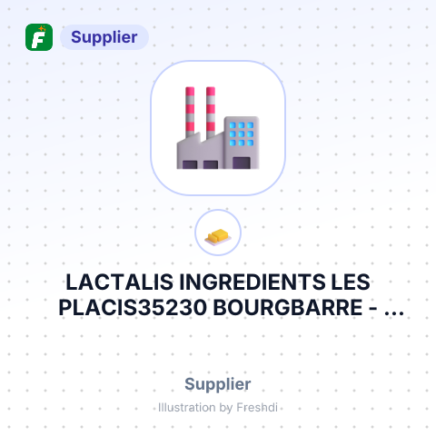 LACTALIS INGREDIENTS LES PLACIS35230 BOURGBARRE - FRANCEEORI FR56402737936AEO FR00000079 – summary card, no photo uploaded yet