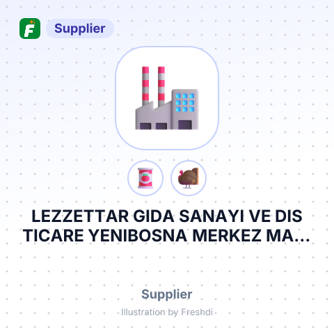 LEZZETTAR GIDA SANAYI VE DIS TICARE YENIBOSNA MERKEZ MAH. KEREM 1SOK TURKEY – summary card, no photo uploaded yet