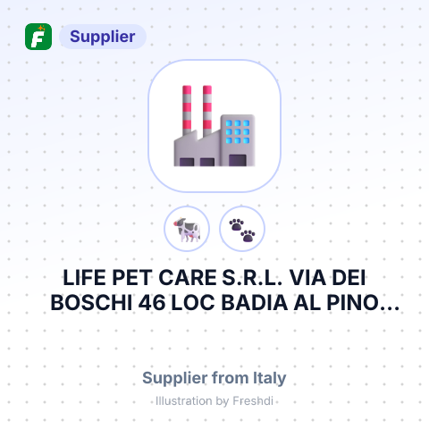 LIFE PET CARE S.R.L. VIA DEI BOSCHI 46 LOC BADIA AL PINO 52041 CIVITELLA IN VAL DI CHIANA I – summary card, no photo uploaded yet