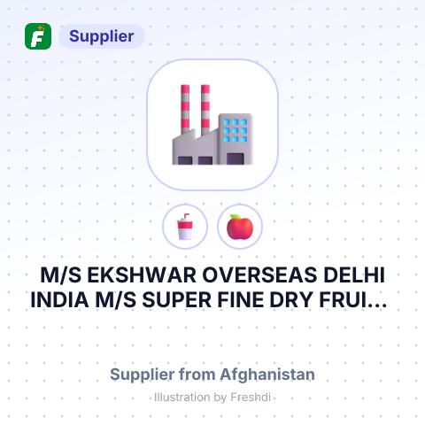 M/S EKSHWAR OVERSEAS DELHI INDIA     M/S SUPER FINE DRY FRUITS DELHI INDIA   M/S R.D.B ENTERPRISES D – summary card, no photo uploaded yet