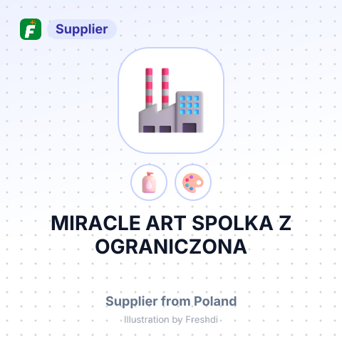 MIRACLE ART SPOLKA Z OGRANICZONA ODPOWIEDZIALNOSCIA21 003 CIECIERZYN JAKUBOWICE KONINSKIE UL LUBELSKA 193 ПОЛЬЩА – summary card, no photo uploaded yet