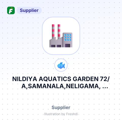 NILDIYA AQUATICS GARDEN 72/A,SAMANALA,NELIGAMA, MIRIGAMA EXPORTS ONLY TSO - EREG DDC RMU ORDER – summary card, no photo uploaded yet