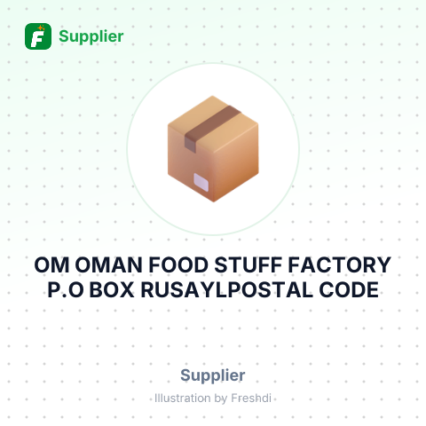 OM OMAN FOOD STUFF FACTORY P.O BOX RUSAYLPOSTAL CODE – summary card, no photo uploaded yet