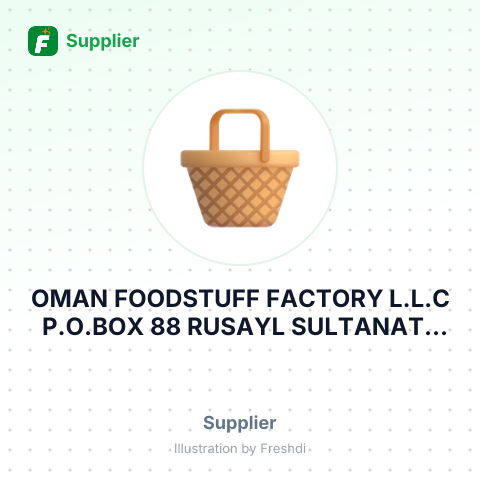 OMAN FOODSTUFF FACTORY L.L.C P.O.BOX 88 RUSAYL SULTANATE OF OMAN – summary card, no photo uploaded yet