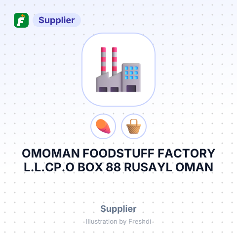 OMOMAN FOODSTUFF FACTORY L.L.CP.O BOX 88 RUSAYL OMAN – summary card, no photo uploaded yet