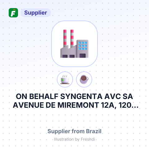 ON BEHALF SYNGENTA AVC SA AVENUE DE MIREMONT 12A, 1206 GENEVE NUTRADE COMERCIAL EXPORTADORA LTDA. – summary card, no photo uploaded yet
