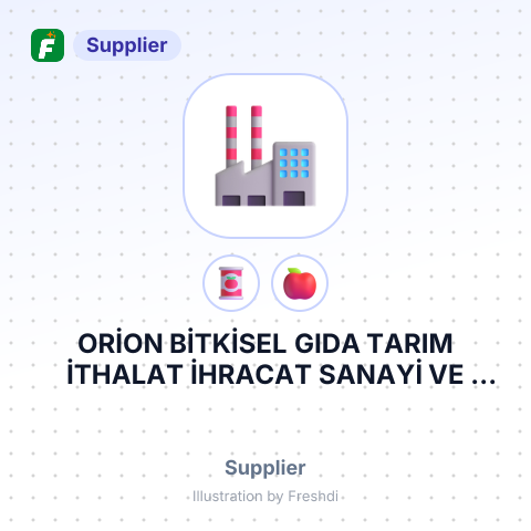 ORİON BİTKİSEL GIDA TARIM İTHALAT İHRACAT SANAYİ VE TİCARET LİMİTED ŞİRKETİ – summary card, no photo uploaded yet