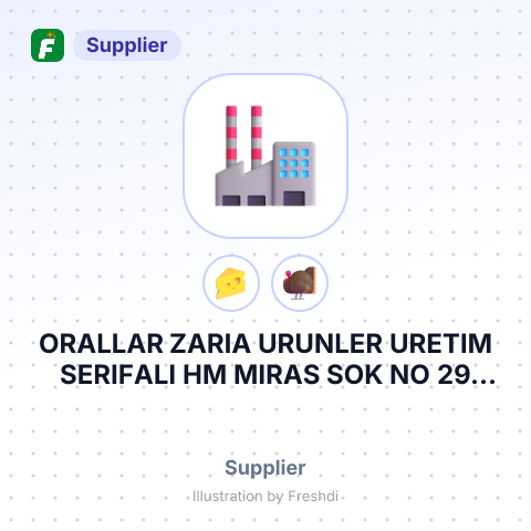 ORALLAR ZARIA URUNLER URETIM SERIFALI HM MIRAS SOK NO 29 UMRANIYE INSTANBUL TURKEY – summary card, no photo uploaded yet