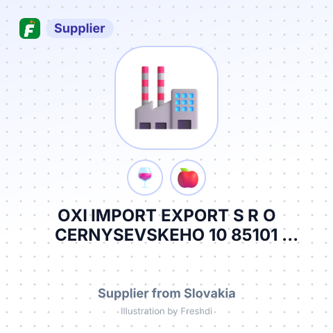OXI IMPORT EXPORT S R O CERNYSEVSKEHO 10 85101 BRATISLAVA СЛОВАЧЧИНА – summary card, no photo uploaded yet
