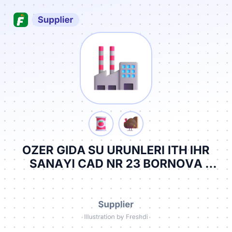 OZER GIDA SU URUNLERI ITH IHR SANAYI CAD NR 23 BORNOVA IZMIR TURKEY – summary card, no photo uploaded yet