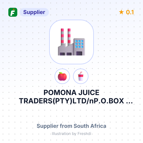 POMONA JUICE TRADERS(PTY)LTD/nP.O.BOX 14019/n69 POMONA ROAD/nJOHANNESBURG/nRSA – summary card, no photo uploaded yet