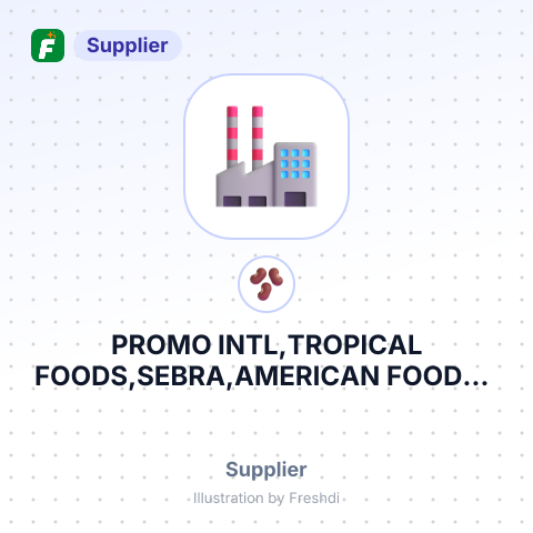 PROMO INTL,TROPICAL FOODS,SEBRA,AMERICAN FOODS – summary card, no photo uploaded yet