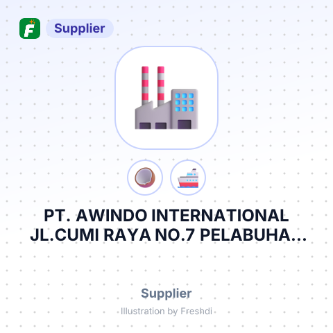 PT. AWINDO INTERNATIONAL JL.CUMI RAYA NO.7 PELABUHAN MUARA BARU KELURAHAN PENJARINGAN KECAMATAN JAKARTA INDONESIA – summary card, no photo uploaded yet