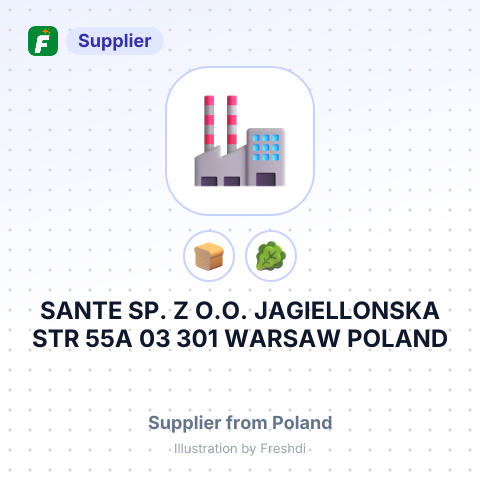 SANTE SP. Z O.O. JAGIELLONSKA STR 55A 03 301 WARSAW POLAND – summary card, no photo uploaded yet