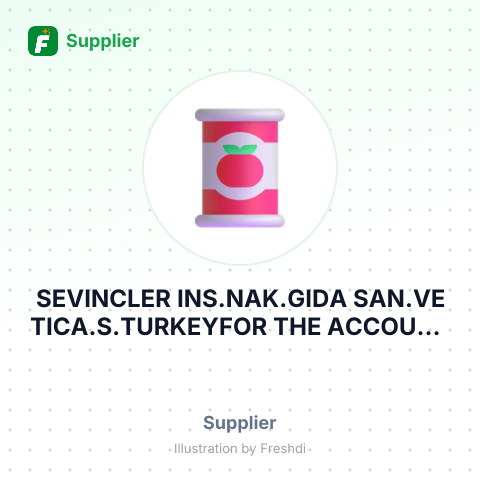 SEVINCLER INS.NAK.GIDA SAN.VE TICA.S.TURKEYFOR THE ACCOUNT OF MCD GENERAL TRADING L.L.C – summary card, no photo uploaded yet
