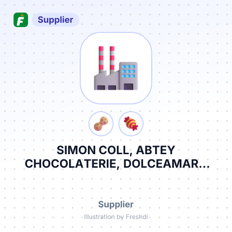 SIMON COLL, ABTEY CHOCOLATERIE, DOLCEAMARO SRL, TRUBY SWEETS, ALMENDRA Y MIEL S.A. , CHOCOLATE & TRUFA S.L – summary card, no photo uploaded yet
