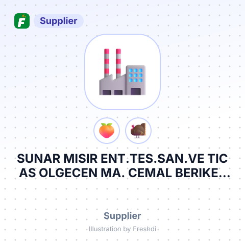 SUNAR MISIR ENT.TES.SAN.VE TIC AS OLGECEN MA. CEMAL BERIKER BULVARI NO565 SEYHAN , ADANA TURKEY – summary card, no photo uploaded yet