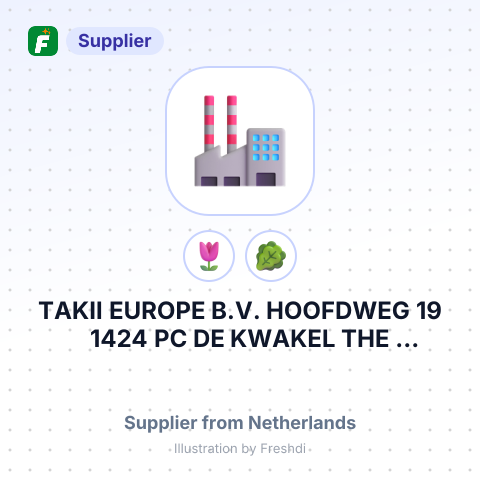 TAKII EUROPE B.V. HOOFDWEG 19 1424 PC DE KWAKEL THE NETHERLANDS – summary card, no photo uploaded yet