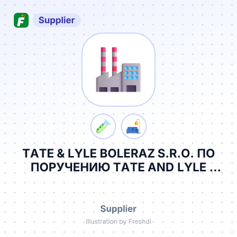 TATE & LYLE BOLERAZ S.R.O. ПО ПОРУЧЕНИЮ TATE AND LYLE SLOVAKIA S.R.O – summary card, no photo uploaded yet