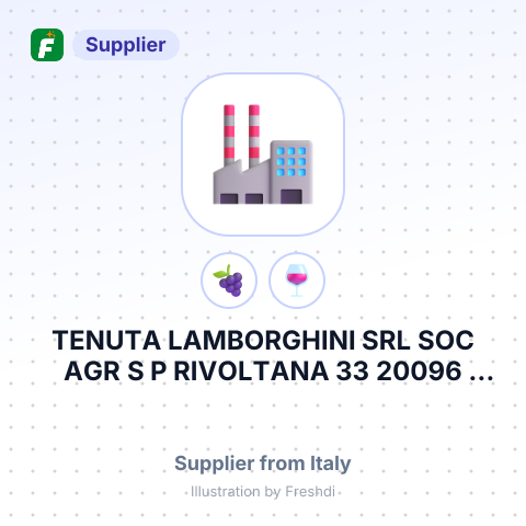 TENUTA LAMBORGHINI SRL SOC AGR S P RIVOLTANA 33 20096 PIOLTELLO MI ITALY – summary card, no photo uploaded yet
