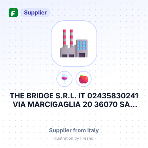 THE BRIDGE S.R.L. IT 02435830241 VIA MARCIGAGLIA 20 36070 SAN PIETRO MUSSOLINO VI – summary card, no photo uploaded yet